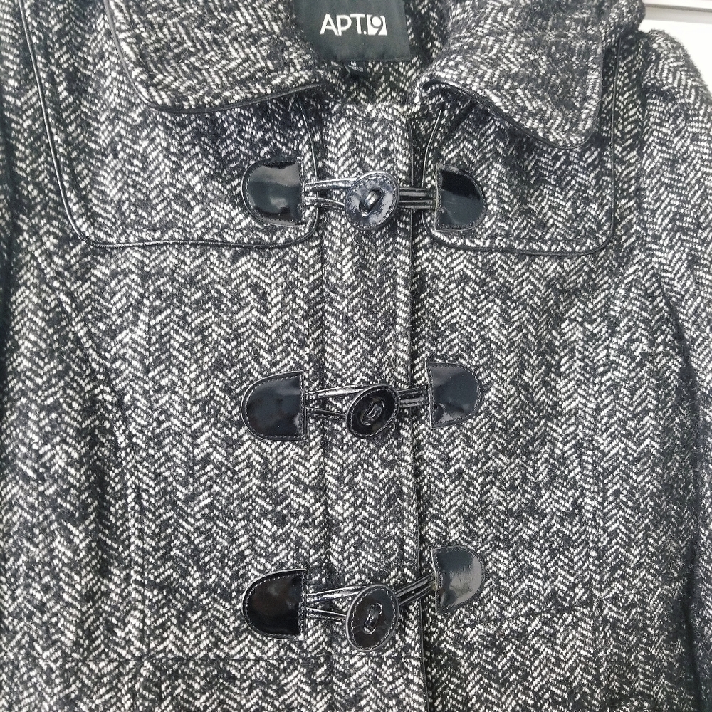 Apt 9 Black & White Toggle Button Wool Pea Coat - image 5